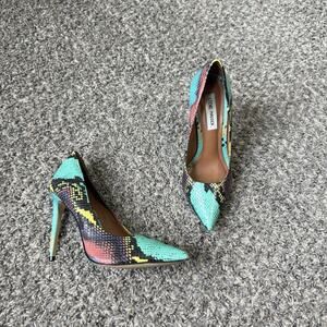Steve Madden Proto Exotic Snakeskin Stiletto High Heels Pumps 8 Pointed Toe